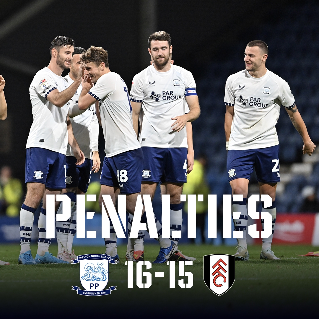 普雷斯顿点球大战16-15富勒姆,创联赛杯点球大战最长回合纪录